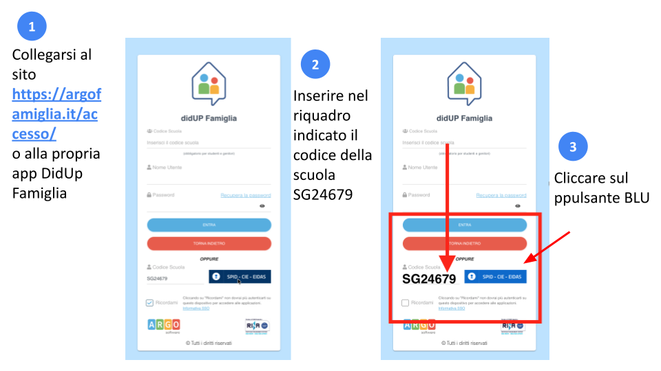 Istruzioni - Accesso al Registro elettronico con SPID e CIE
